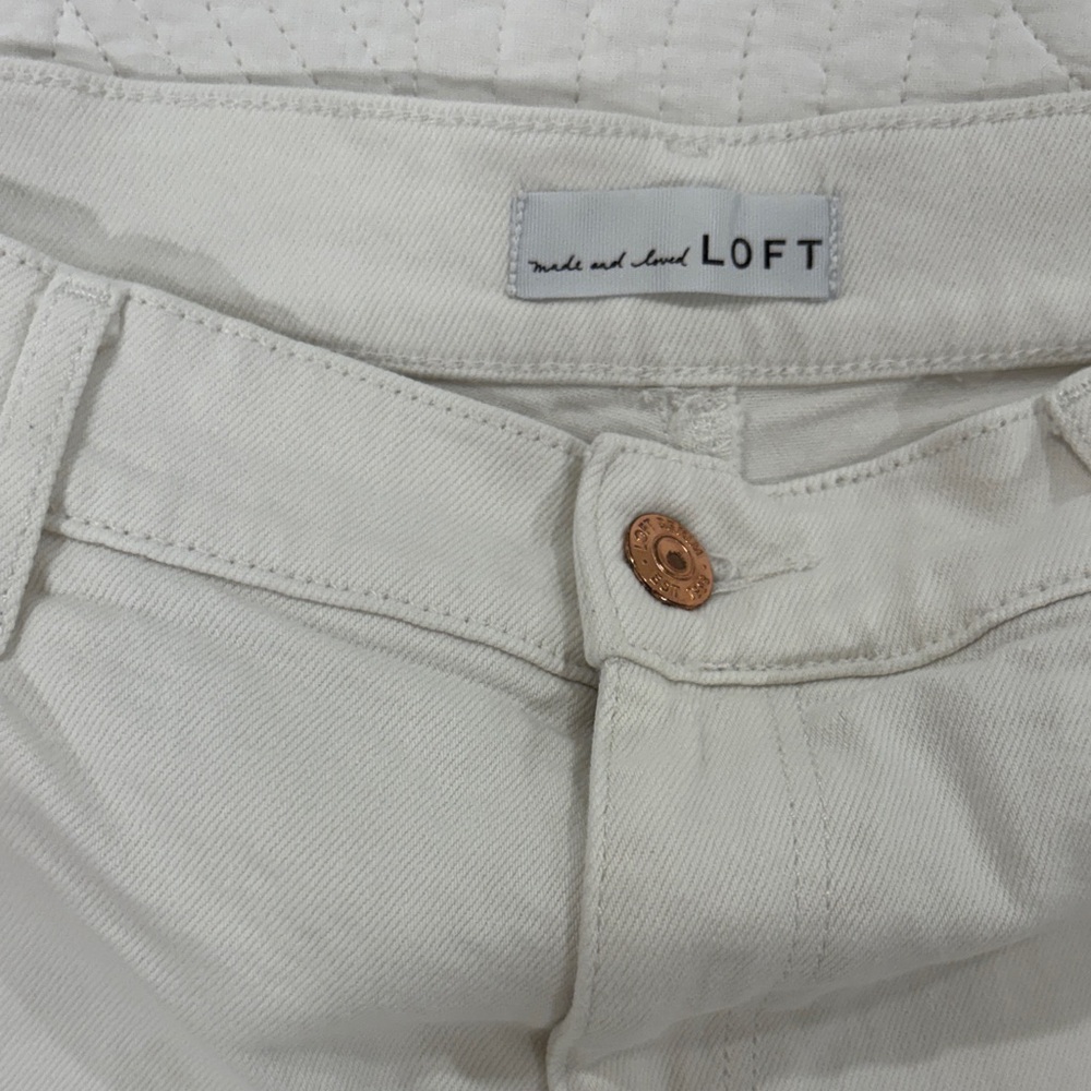 LOFT Summer Wear White Denim Cutoff Shorts with Frayed Hem - Picture 3 of 5